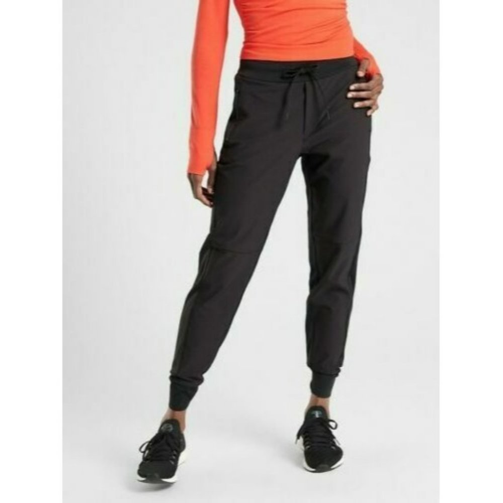 Athleta Headlands Hybrid Trek Jogger Black Athletic Pants Womens Zipper Pockets